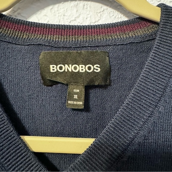 Bonobos Navy V-neck Slim Fit Merino Wool Men’s Plus Size Pullover Sweater - Picture 2 of 4